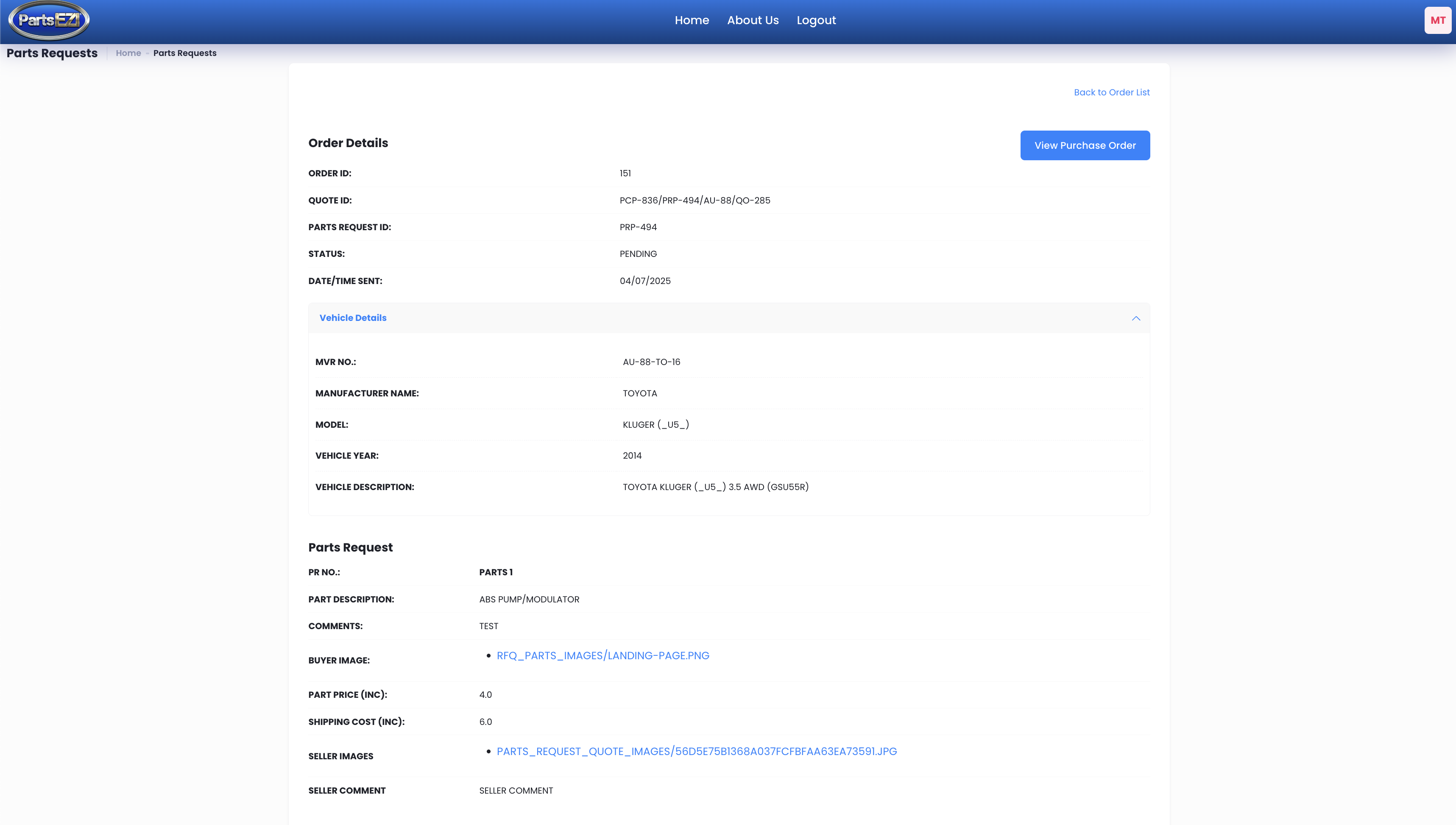 Customer Order Details