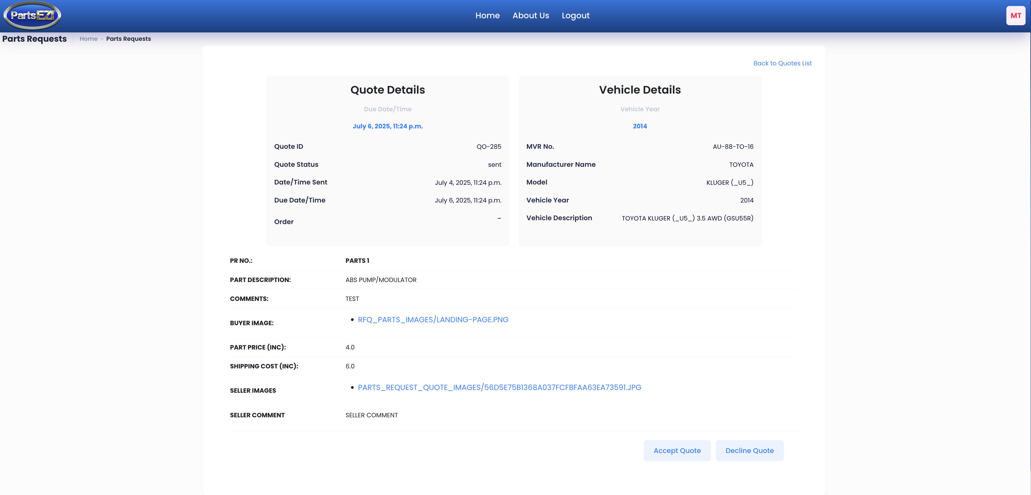 Customer Quote Details