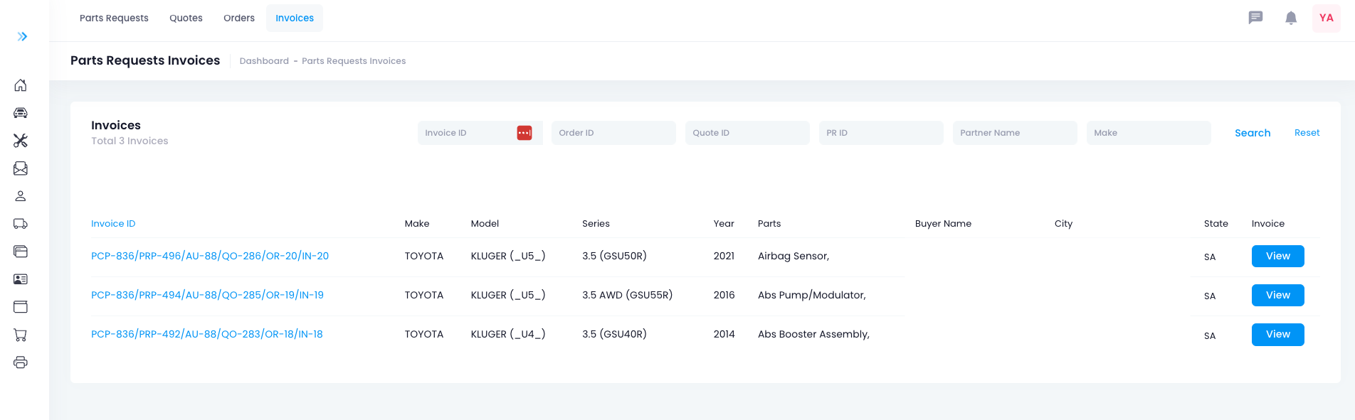 Partner Invoice List