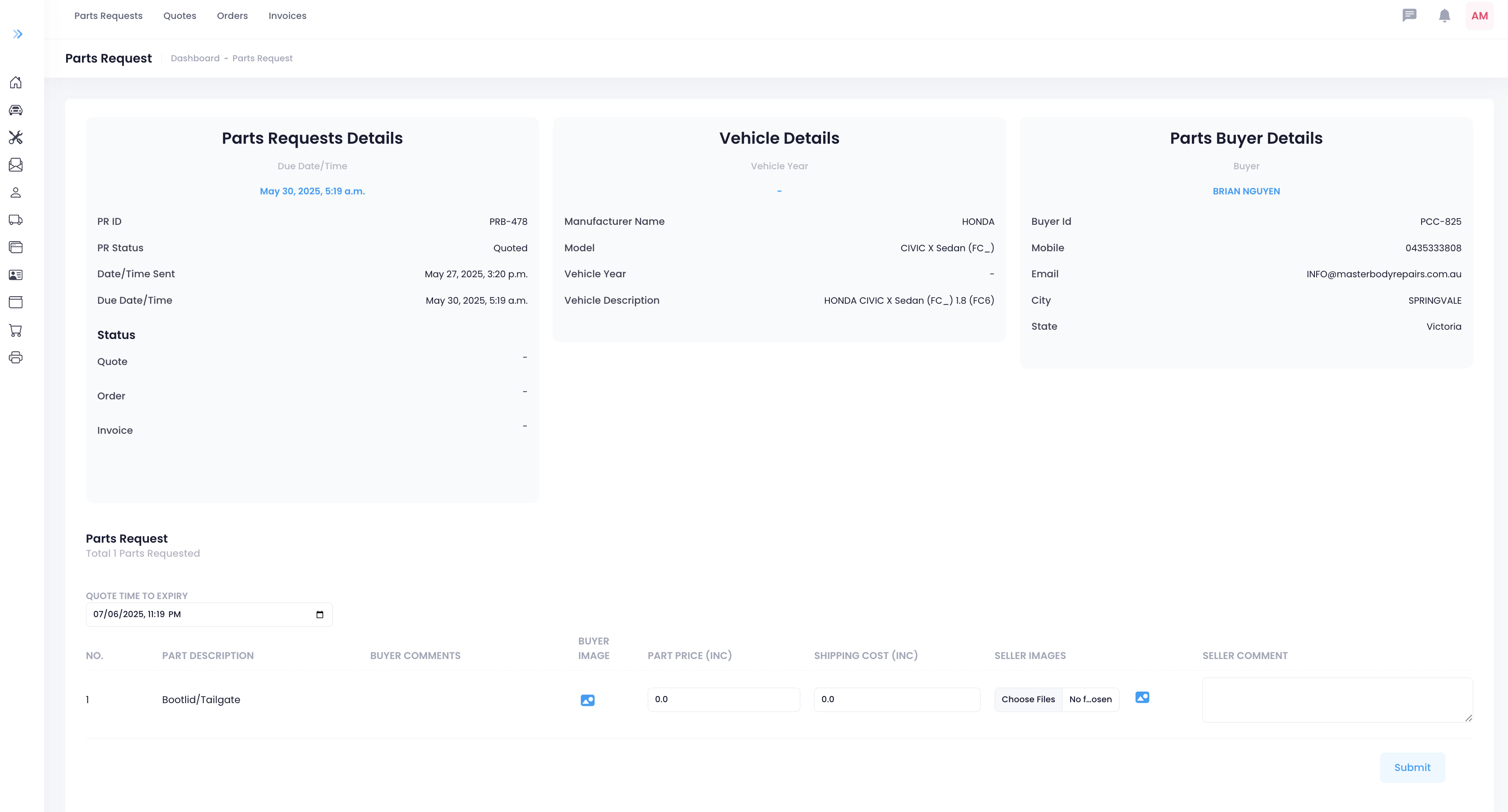 Partner Submit Quote